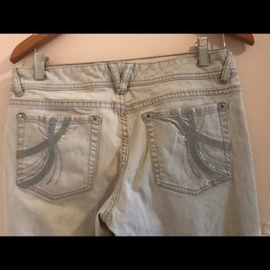 White House Black Market rhinestone denim jeans Sz 8 R